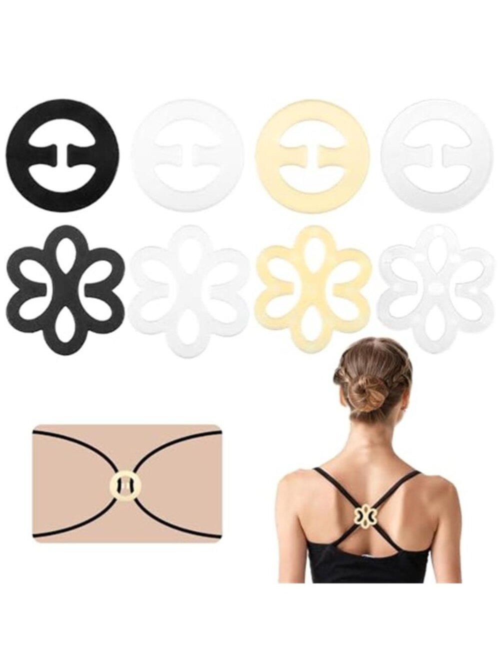 8PCS Bra Strap Clip, Adjustable Bra Clips, Anti-Slip Racerback Converter Clips,